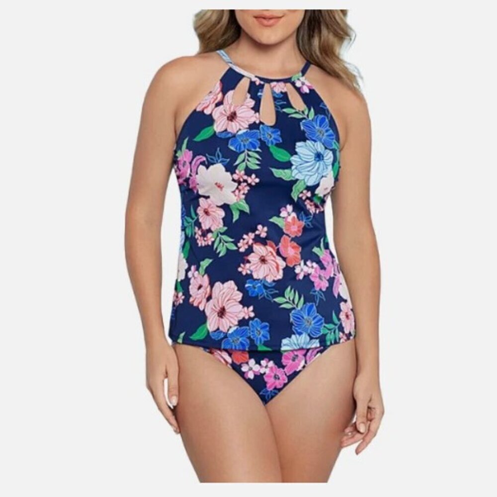 Liz Claiborne - Prescott Floral Tankini Swimsuit Top with Keyhole Detail​​​​​